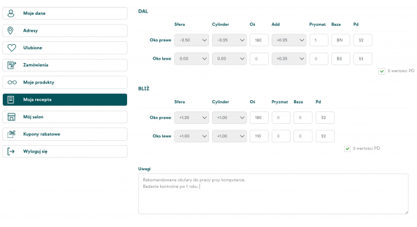 Recepta - miejsce na zapisywanie swoich wyników badań