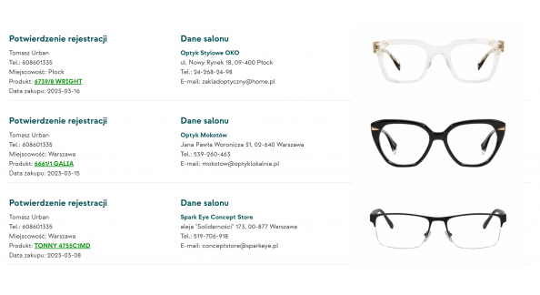 Moje produkty - miejsce na rejestrację zakupów